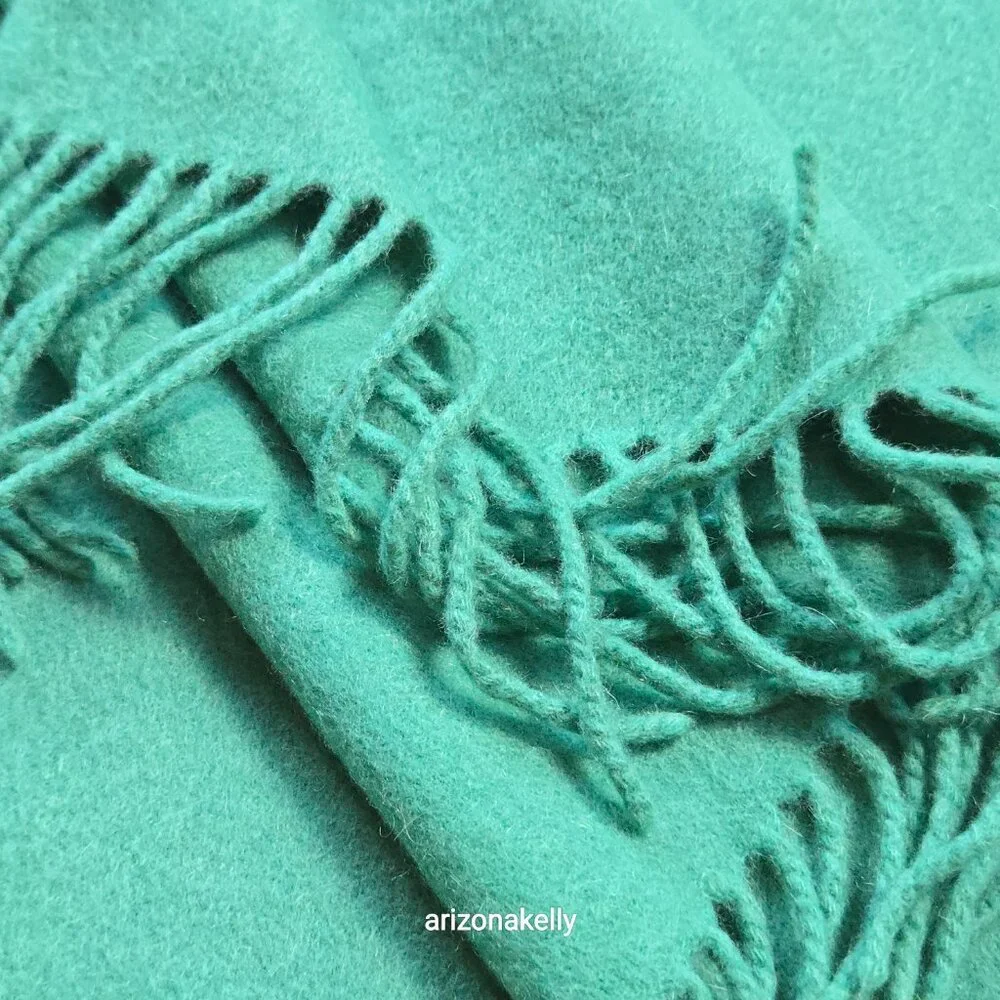 Cashmere Fringe Scarf Kelly Green Thick Soft